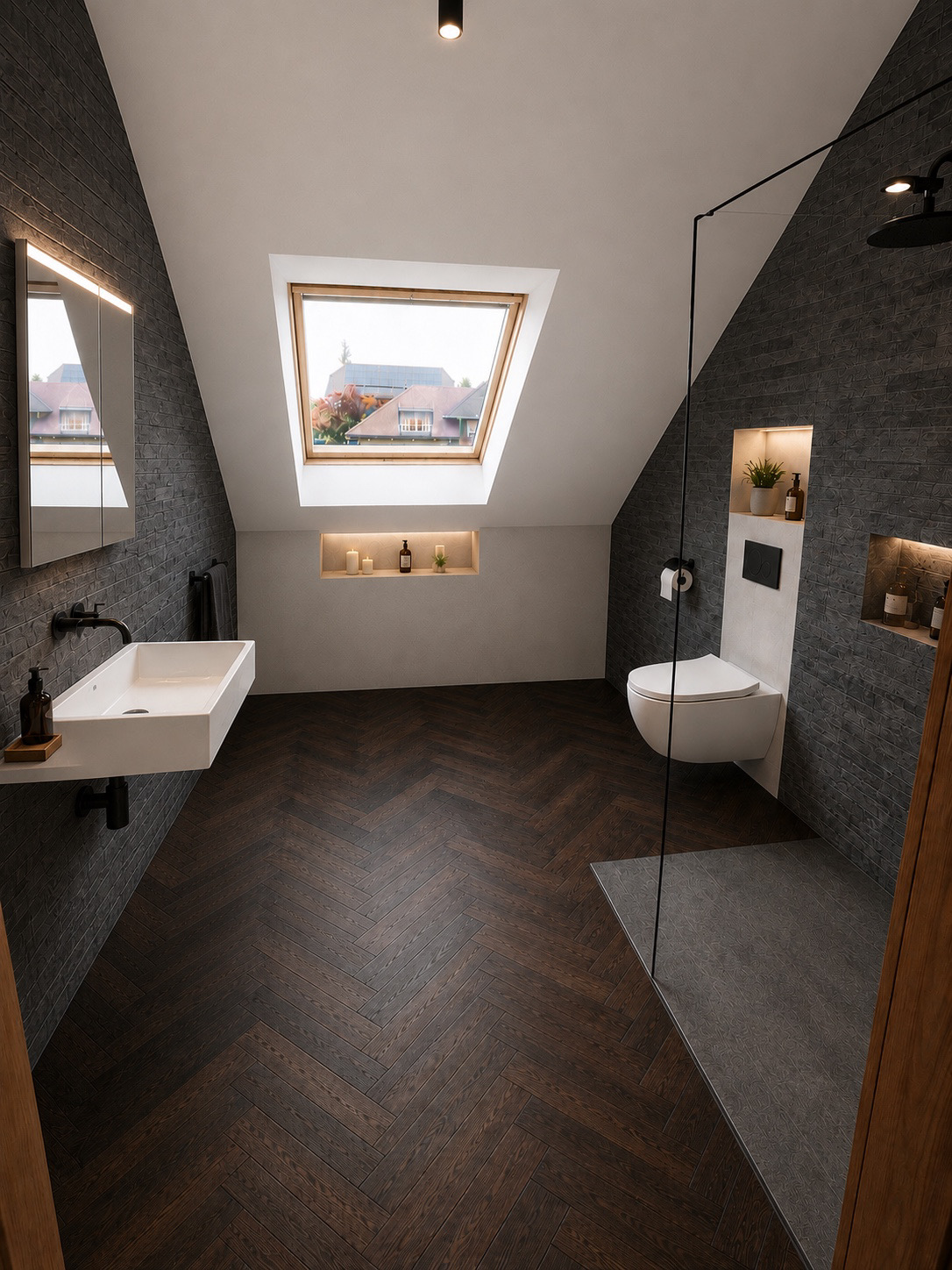 Badezimmer mit Dachfenster
