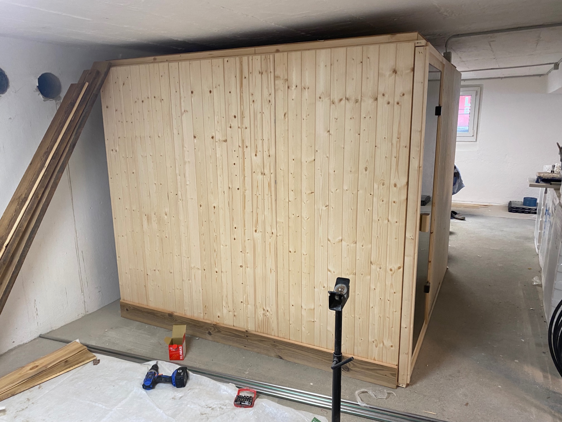 Sauna-Rohbau im Untergeschoss
