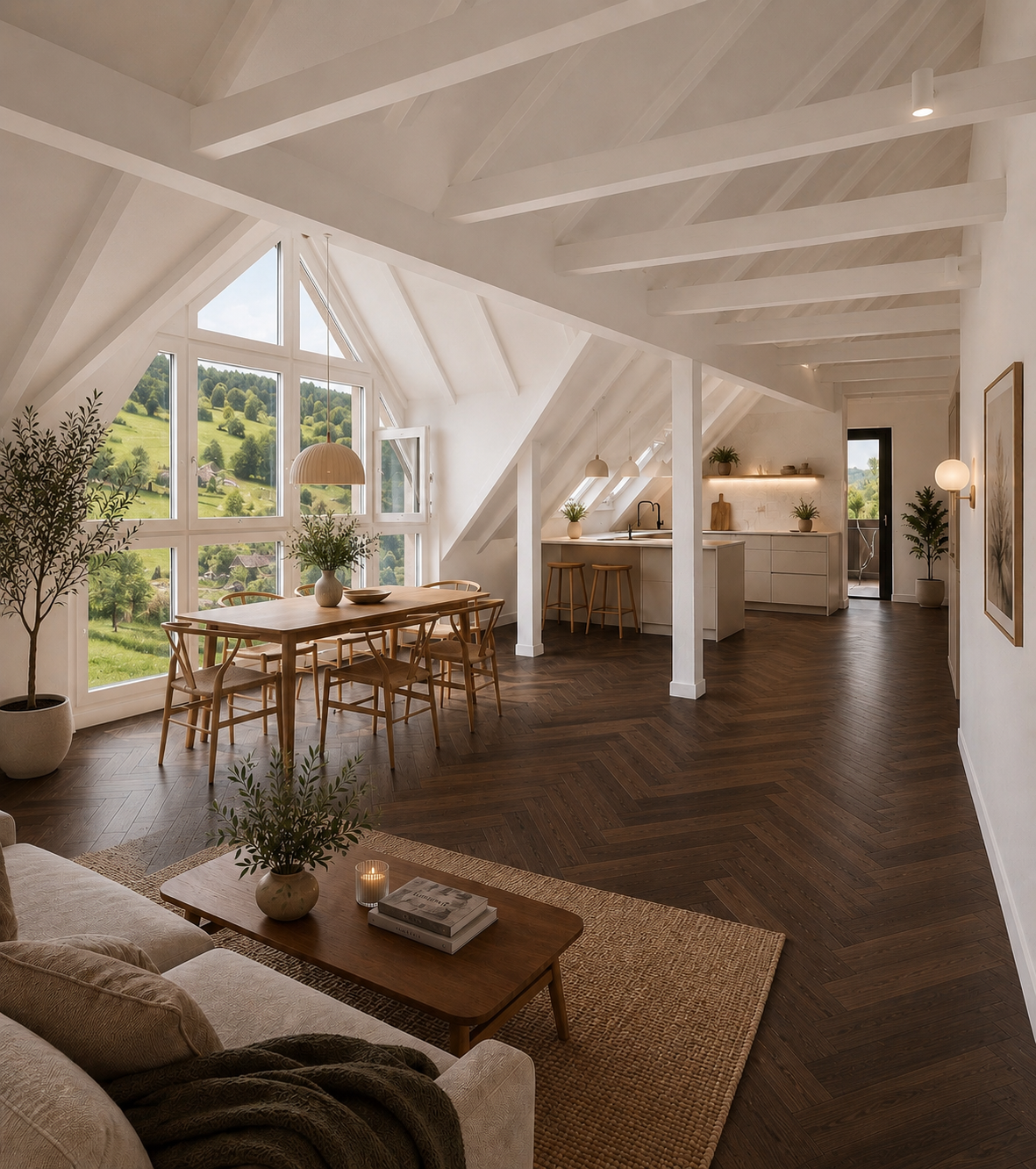Wohnraum unter dem Dach mit Ausblick