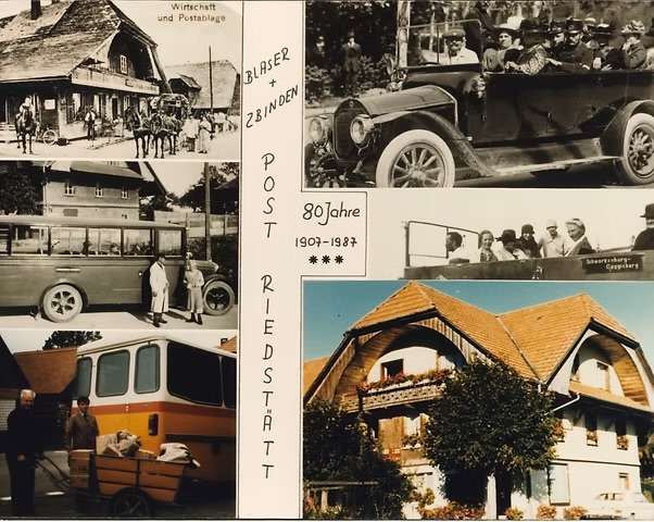 Collage 80 Jahre Post Riedstätt Blaser + Zbinden 1907–1987